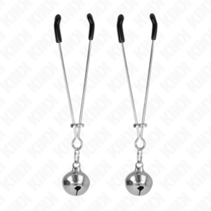 Kink Nipple Grip-Morsetti sottili per capezzoli con campane-Argento · Accessori BDSM (imaginea 5)