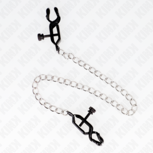 Kink Nipple Grip-Morsetti piatti per capezzoli a catena, Argento · Accessori BDSM (imaginea 5)