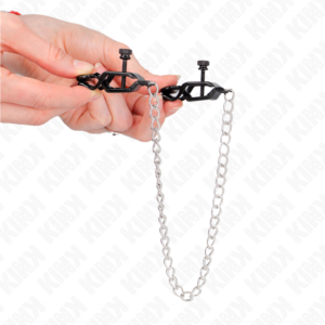 Kink Nipple Grip-Morsetti piatti per capezzoli a catena, Argento · Accessori BDSM (imaginea 4)