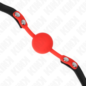 Kink Collar & Gag-Morsetto a sfera in silicone Rosso 4 cm, cinghia 60 · Bondage & Manette (imaginea 3)