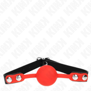 Kink Collar & Gag-Morsetto a sfera in silicone Rosso 4 cm, cinghia 60 · Bondage & Manette (imaginea 4)