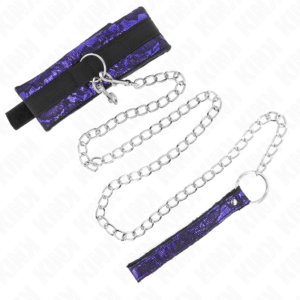 Kink Collar & Gag-Collana in velour corto con pizzo e cinturino 105 · Bondage & Manette (imaginea 5)