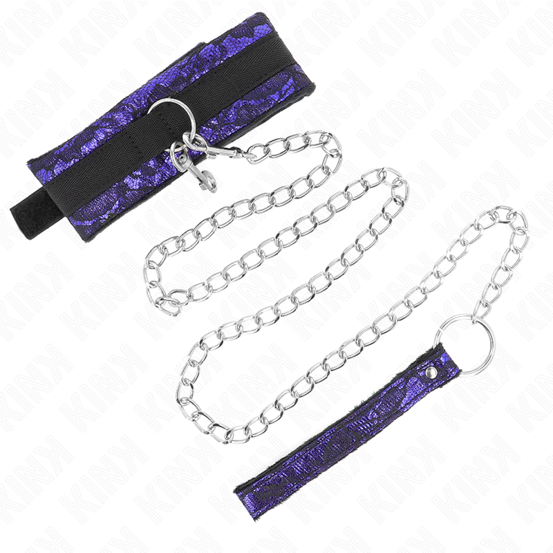 Kink Collar & Gag-Collana in velour corto con pizzo e cinturino 105 · Bondage & Manette (imaginea 5)