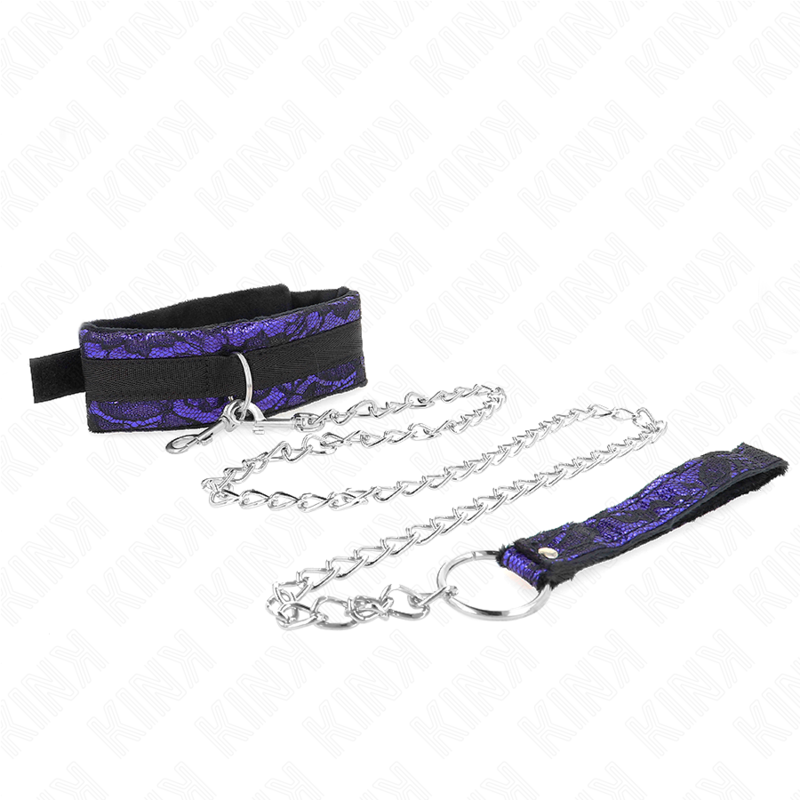 Kink Collar & Gag-Collana in velour corto con pizzo e cinturino 105 · Bondage & Manette (imaginea 4)
