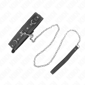 Kink Collar & Gag-Collana in PVC e Pelle con Cinturino 105 cm, Notte · Bondage & Manette (imaginea 5)