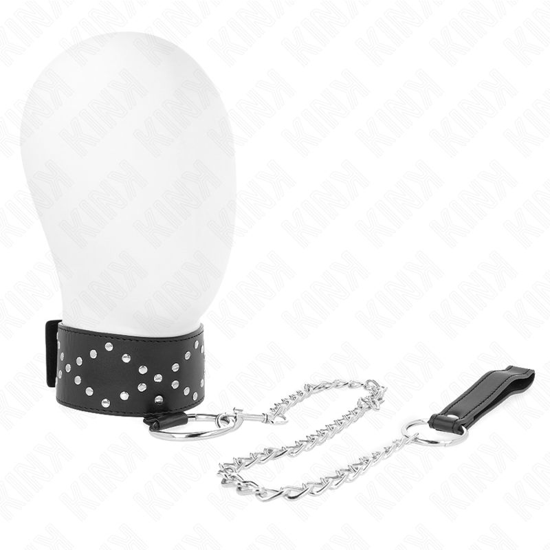 Kink Collar & Gag-Collana 65 cm con guinzaglio, bersagli argento Modello 3