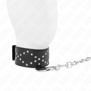 Kink Collar & Gag-Collana 65 cm con guinzaglio, bersagli argento Modello 3 · Bondage & Manette (imaginea 5)