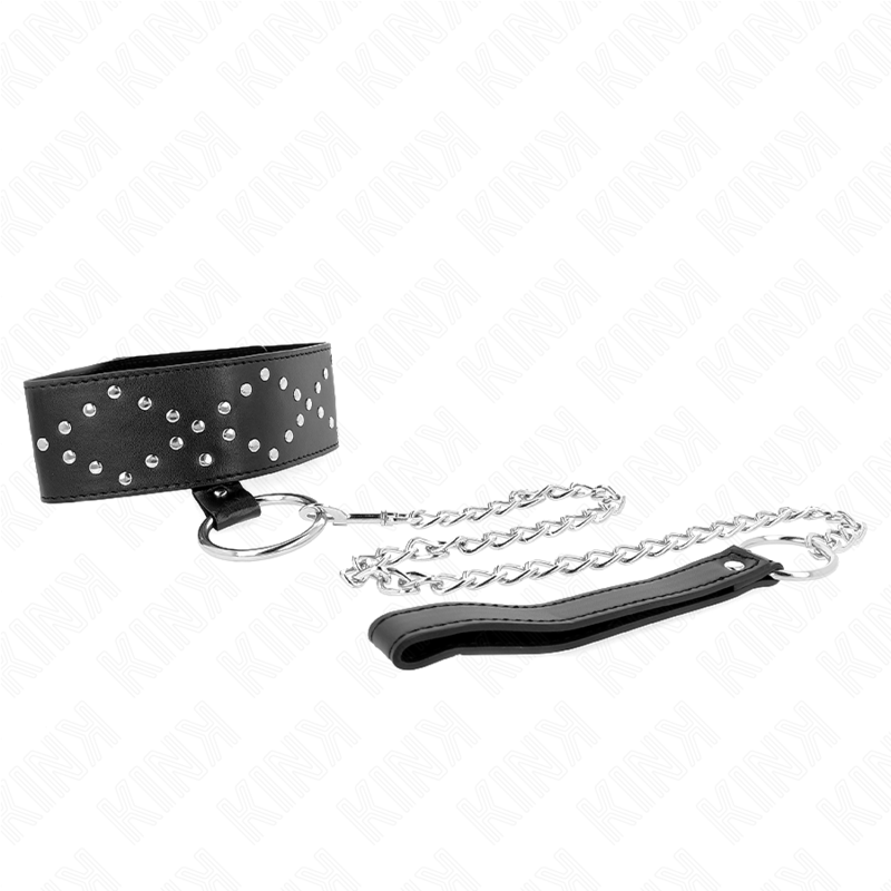 Kink Collar & Gag-Collana 65 cm con guinzaglio, bersagli argento Modello 3 · Bondage & Manette (imaginea 6)