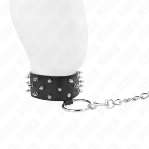 Kink Collar & Gag-Collana con guinzaglio 65 cm con rivetti argentati · Bondage & Manette (imaginea 4)