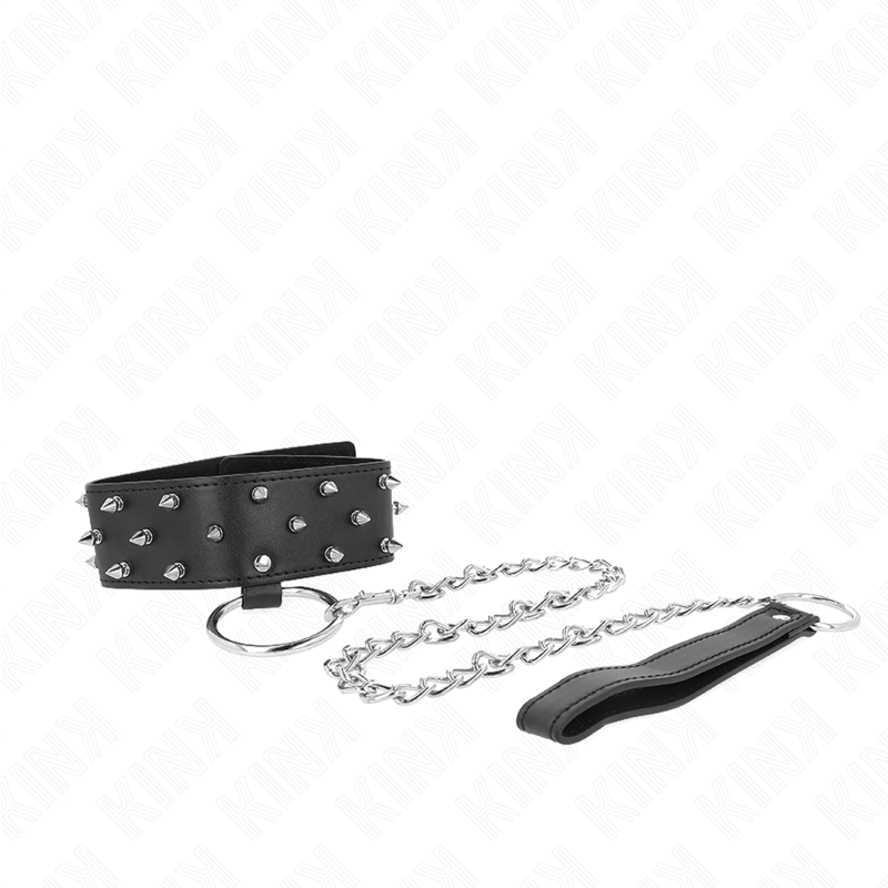 Kink Collar & Gag-Collana con guinzaglio 65 cm con rivetti argentati 2 Kink Collar & Gag-Collana con guinzaglio 65 cm con rivetti argentati · Bondage & Manette (imaginea 2)