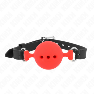 Kink Collar & Gag-Gag di Silicone Integrale 55 X 2 cm con Sfera 5-Rosso, Taglia L · Bondage & Manette