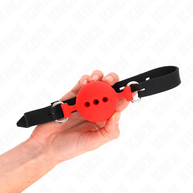 Kink Collar & Gag-Gag di Silicone Integrale 55 X 2 cm con Sfera 5-Rosso, Taglia L · Bondage & Manette (immagine 5)