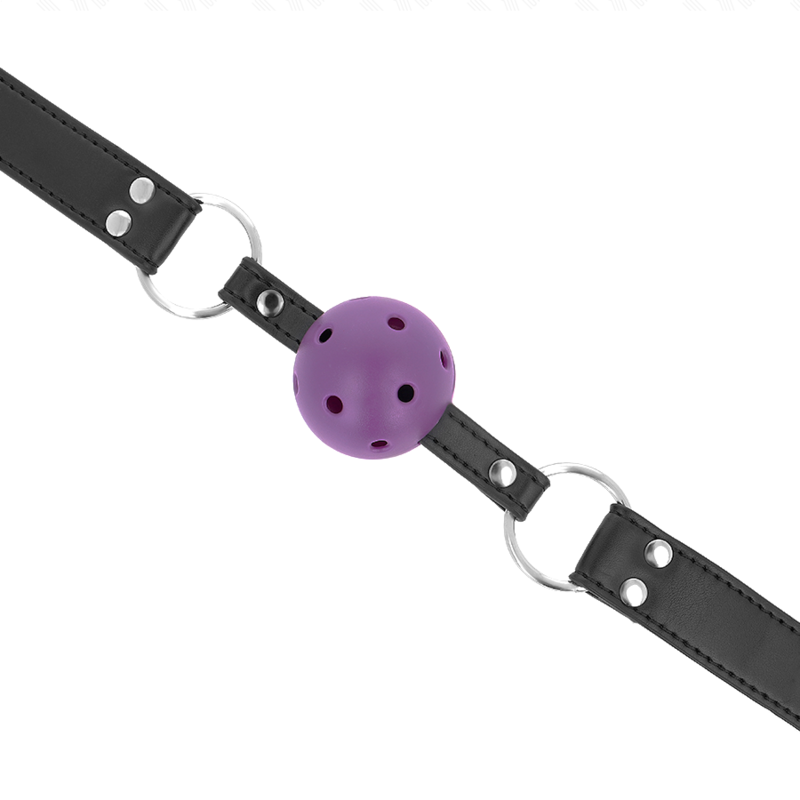 Kink Collar & Gag-Gag Palla Traspirante 4 cm con Doppia Notte, Viola 2 Kink Collar & Gag-Gag Palla Traspirante 4 cm con Doppia Notte, Viola · Bondage & Manette (imaginea 2)