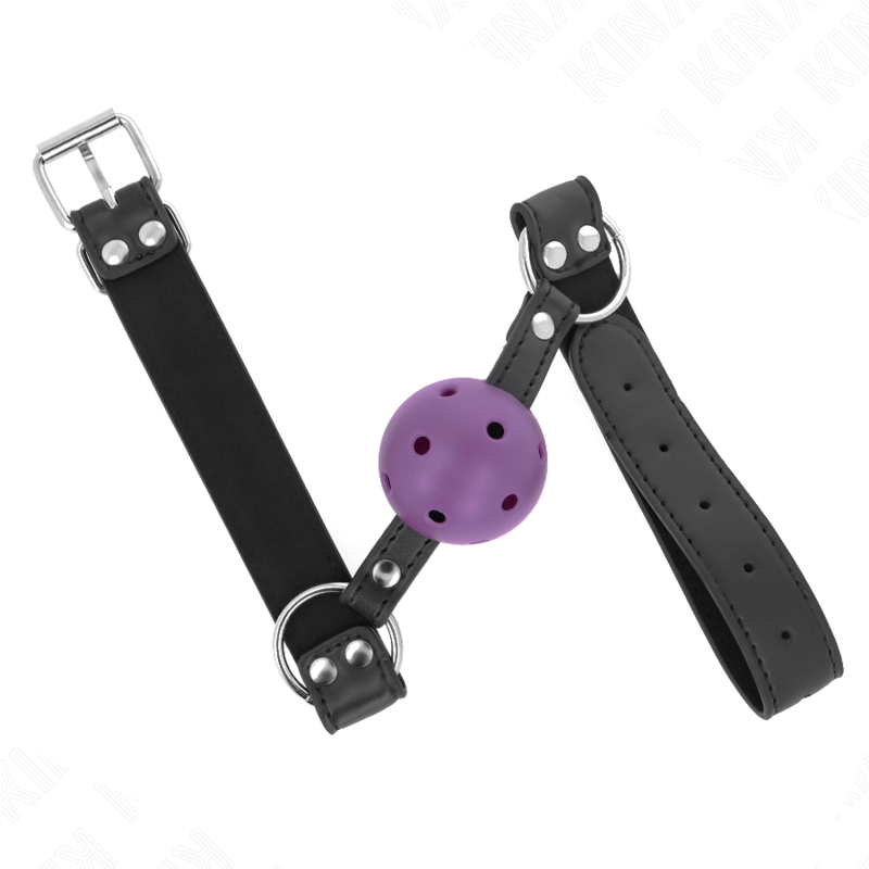 Kink Collar & Gag-Gag Palla Traspirante 4 cm con Doppia Notte, Viola 4 Kink Collar & Gag-Gag Palla Traspirante 4 cm con Doppia Notte, Viola · Bondage & Manette (imaginea 4)