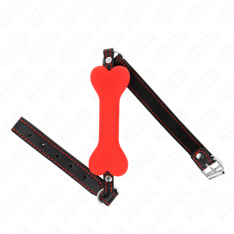 Kink Collar & Gag-Osso rosso 12 cm Gag 63 X 2 cm-Silicone