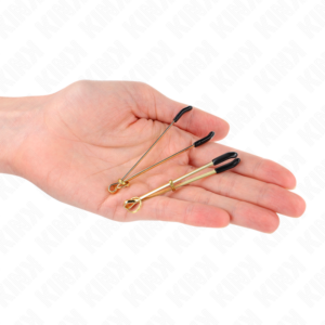 Kink Nipple Grip-Morsetti sottili per capezzoli dorati, 7 cm-Metal · Accessori BDSM (imaginea 4)