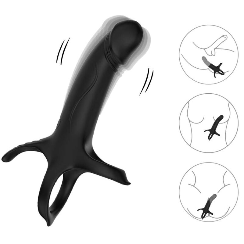 Armony For Him-Anello Pene con Vibratore e Dildo Nero-Silicone, 10 2 Armony For Him-Anello Pene con Vibratore e Dildo Nero-Silicone, 10 · Anelli & Guaine per pene (imaginea 2)