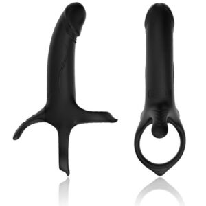 Armony For Him-Anello Pene con Vibratore e Dildo Nero-Silicone, 10 · Anelli & Guaine per pene (imaginea 5)
