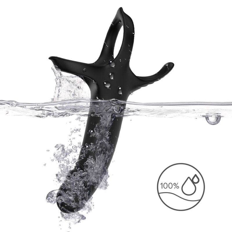 Armony For Him-Anello Pene con Vibratore e Dildo Nero-Silicone, 10 · Anelli & Guaine per pene (imaginea 9)