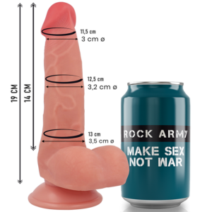 Rock Army-Liquido Silicone Fox 19 cm -o- 3.2 cm-Waterproof, Ventosa