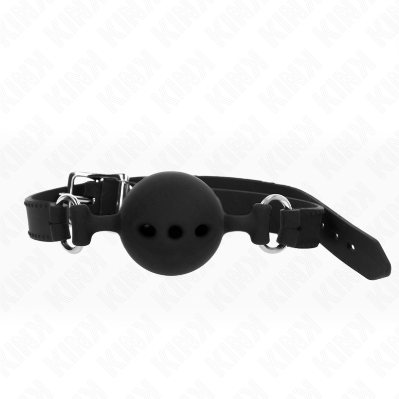 Kink Collar & Gag-Gag di Silicone Integrale 55 X 2 cm con Sfera 5-Nero, Taglia L