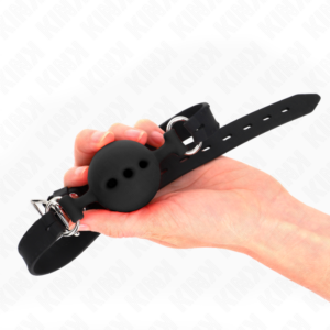 Kink Collar & Gag-Gag di Silicone Integrale 55 X 2 cm con Sfera 5-Nero, Taglia L · Bondage & Manette (imaginea 3)