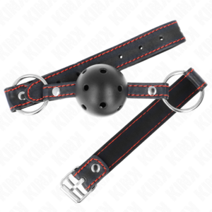Kink Collar & Gag-Gag Sferico Duro Vuoto Nero Modello 2 65 X 2.5 cm · Bondage & Manette (imaginea 2)