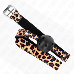 Kink Collar & Gag-Leopard Breathable Ball 4.5 cm Gag 65 X 2.5 cm · Bondage & Manette (imaginea 3)