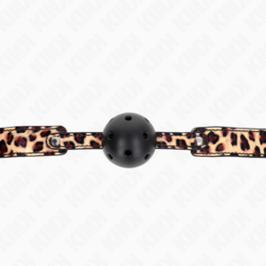 Kink Collar & Gag-Leopard Breathable Ball 4.5 cm Gag 65 X 2.5 cm · Bondage & Manette (imaginea 4)