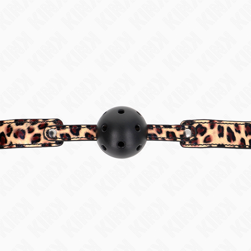 Kink Collar & Gag-Leopard Breathable Ball 4.5 cm Gag 65 X 2.5 cm · Bondage & Manette (imaginea 4)