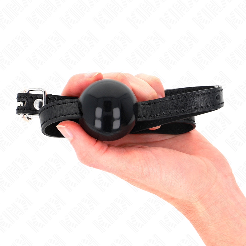 Kink Collar & Gag-Gag con Sfera Solida Nera 4 cm, Cintura 65 X 1.5 cm · Bondage & Manette (imaginea 4)