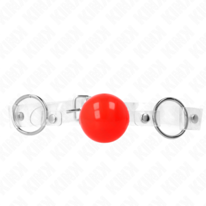 Kink Collar & Gag-Sfera in PVC Trasparente Rossa 4 cm, Gag regolabile