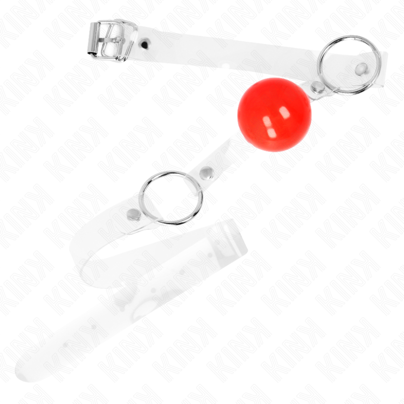 Kink Collar & Gag-Sfera in PVC Trasparente Rossa 4 cm, Gag regolabile · Bondage & Manette (immagine 2)