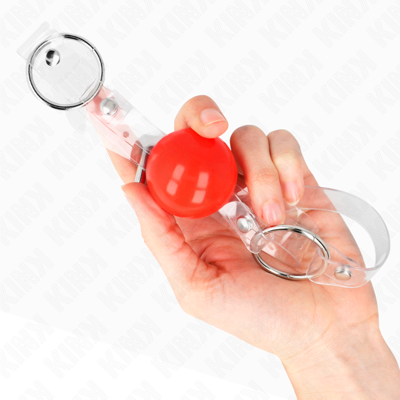 Kink Collar & Gag-Sfera in PVC Trasparente Rossa 4 cm, Gag regolabile · Bondage & Manette (immagine 3)