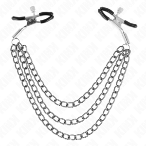 Kink Nipple Grip-Morsetti per capezzoli a 3 catene nere 5 Kink Nipple Grip-Morsetti per capezzoli a 3 catene nere · Accessori BDSM