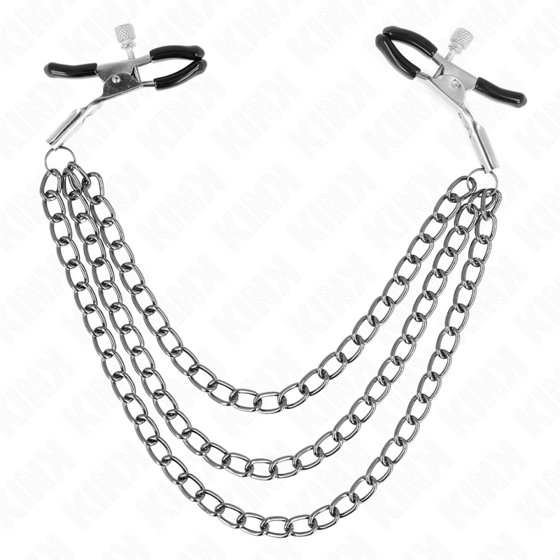 Kink Nipple Grip-Morsetti per capezzoli a 3 catene nere 1 Kink Nipple Grip-Morsetti per capezzoli a 3 catene nere · Accessori BDSM