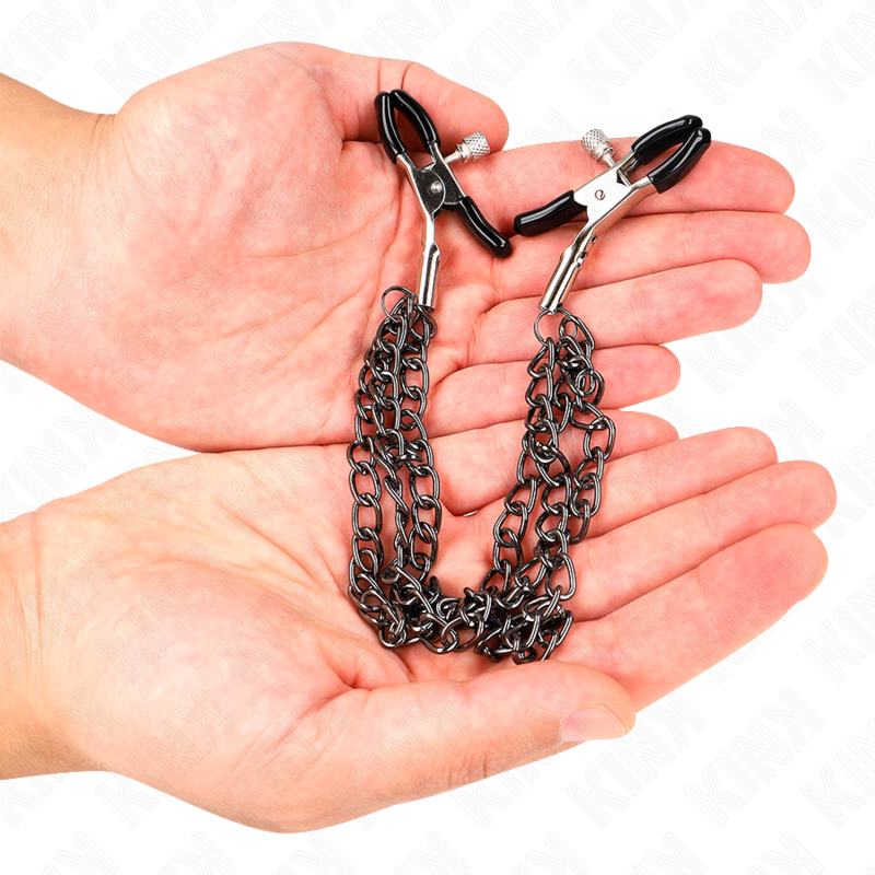 Kink Nipple Grip-Morsetti per capezzoli a 3 catene nere 3 Kink Nipple Grip-Morsetti per capezzoli a 3 catene nere · Accessori BDSM (imaginea 3)