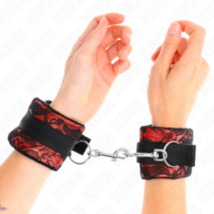 Kink Wrist Restraint-Manette di velluto con pizzo e