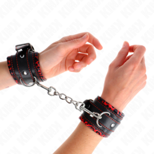 Kink Wrist Restraint-Manette per polsini imbottite con Rosso, Nero