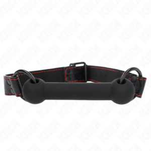 Kink Collar & Gag-Bone Gag con Cinturino Imitazione Pelle Nero