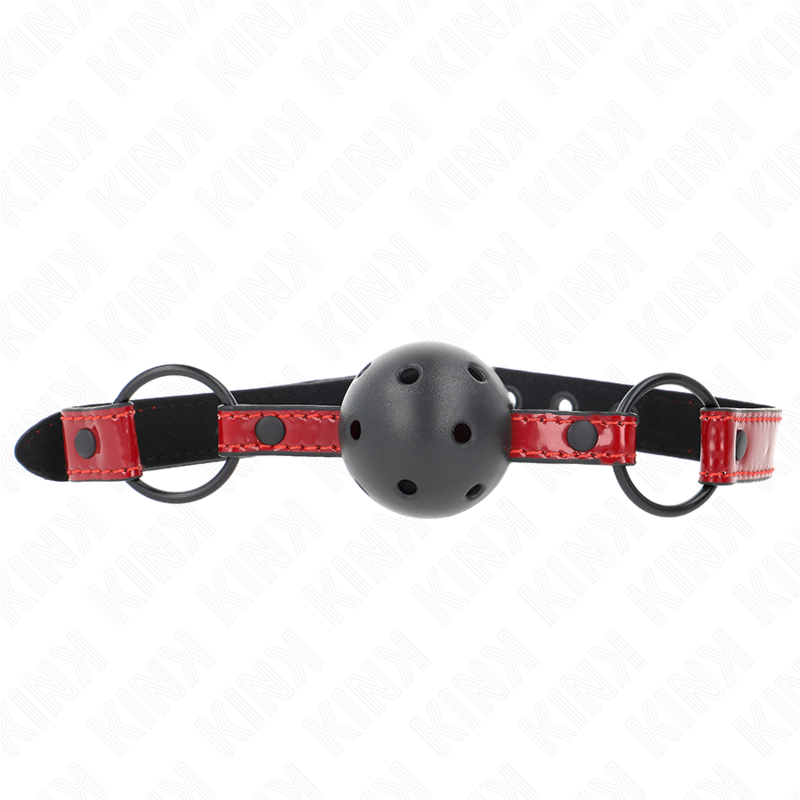 Kink Collar & Gag-Gag Palla di Leatherette Lucios 4.5 cm - Cinturino