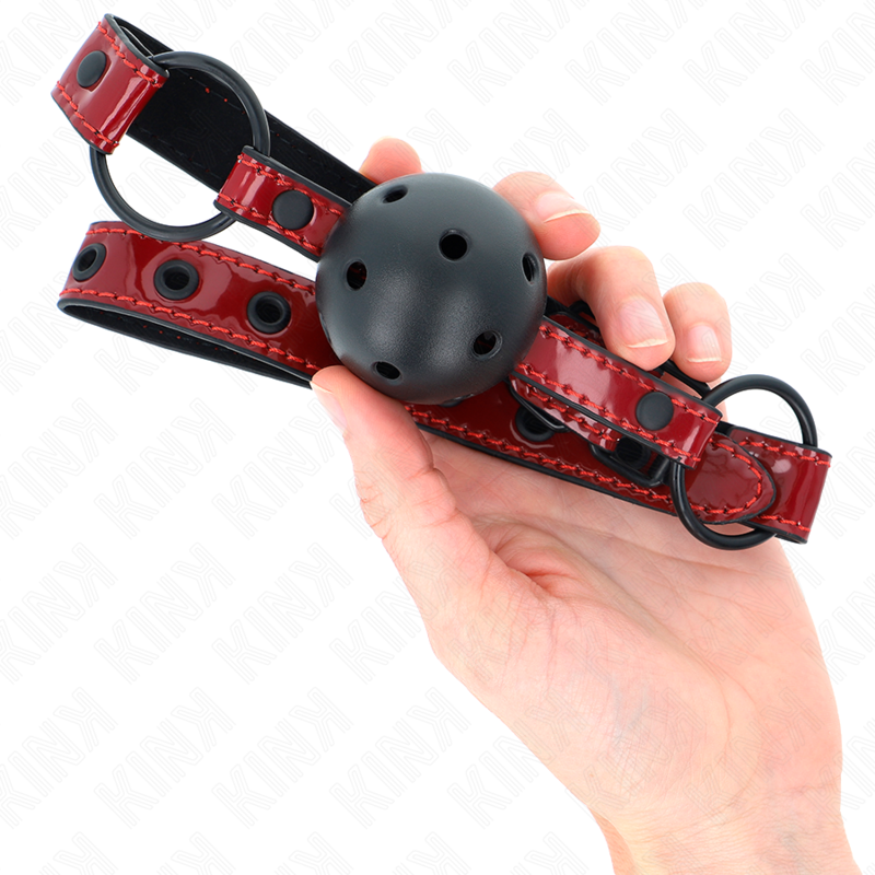 Kink Collar & Gag-Gag Palla di Leatherette Lucios 4.5 cm - Cinturino · Bondage & Manette (imaginea 4)