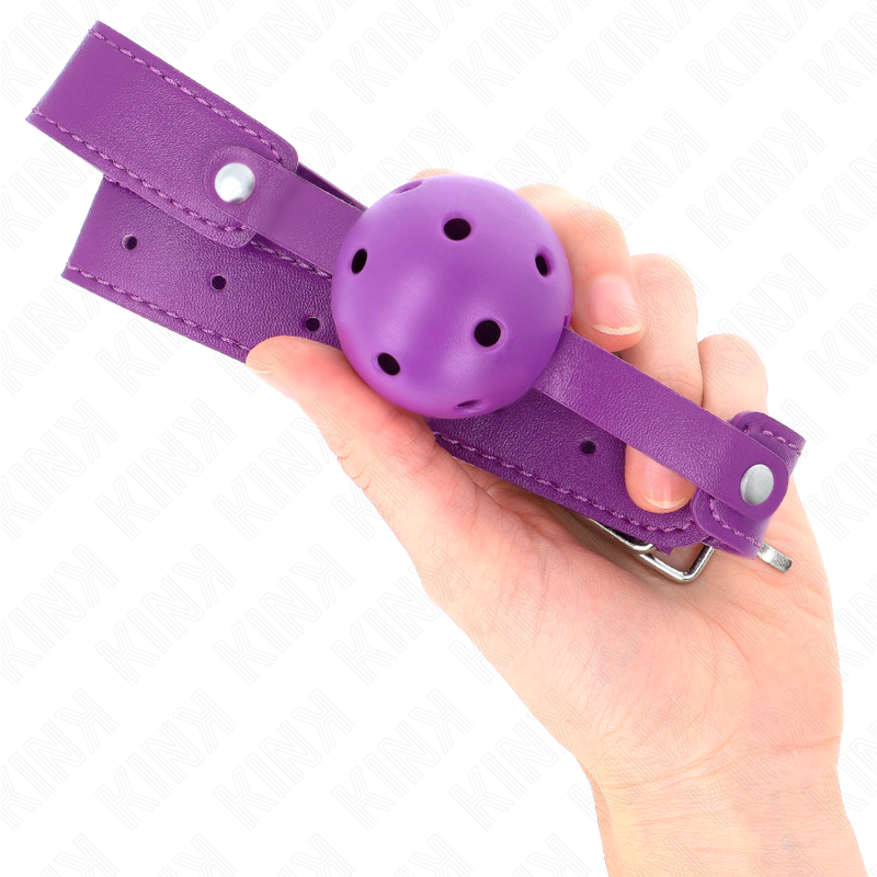 Kink Collar & Gag-Gag Palla Respirabile Viola 4.5 cm, Cinturino 65 X · Bondage & Manette (imaginea 4)
