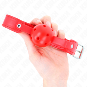 Kink Collar & Gag-Ball Gag Respirabile Rosso 4.5 cm, Cinturino 65 X 7 Kink Collar & Gag-Ball Gag Respirabile Rosso 4.5 cm, Cinturino 65 X · Bondage & Manette (immagine 3)
