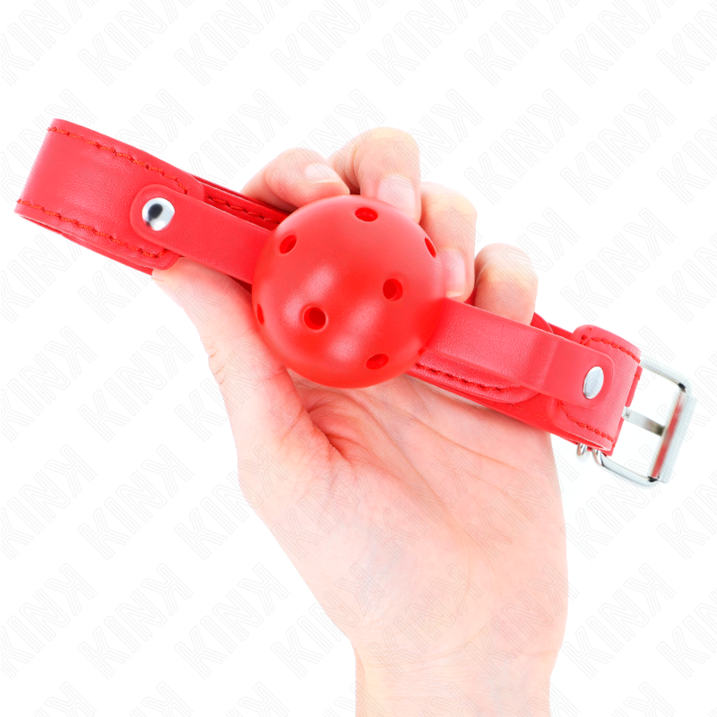 Kink Collar & Gag-Ball Gag Respirabile Rosso 4.5 cm, Cinturino 65 X 3 Kink Collar & Gag-Ball Gag Respirabile Rosso 4.5 cm, Cinturino 65 X · Bondage & Manette (immagine 3)