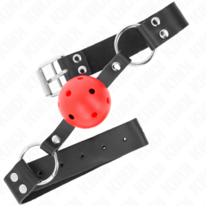 Kink Collar & Gag-Gag con Sfera Respirabile 4 cm con Doppia Notte Rosso · Bondage & Manette (immagine 3)