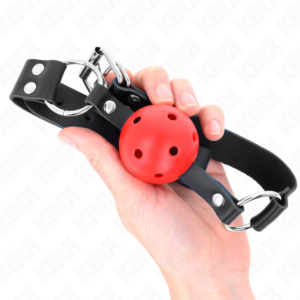 Kink Collar & Gag-Gag con Sfera Respirabile 4 cm con Doppia Notte Rosso · Bondage & Manette (imaginea 2)