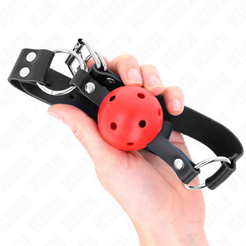 Kink Collar & Gag-Gag con Sfera Respirabile 4 cm con Doppia Notte Rosso · Bondage & Manette (immagine 2)