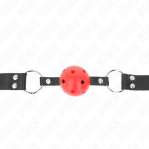 Kink Collar & Gag-Gag con Sfera Respirabile 4 cm con Doppia Notte Rosso · Bondage & Manette (immagine 4)