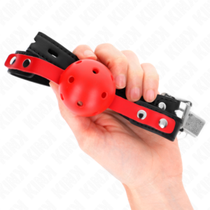 Kink Collar & Gag-Palla Solida Vuota 4 cm Gag con Cinturino Nera 60 · Bondage & Manette (imaginea 3)